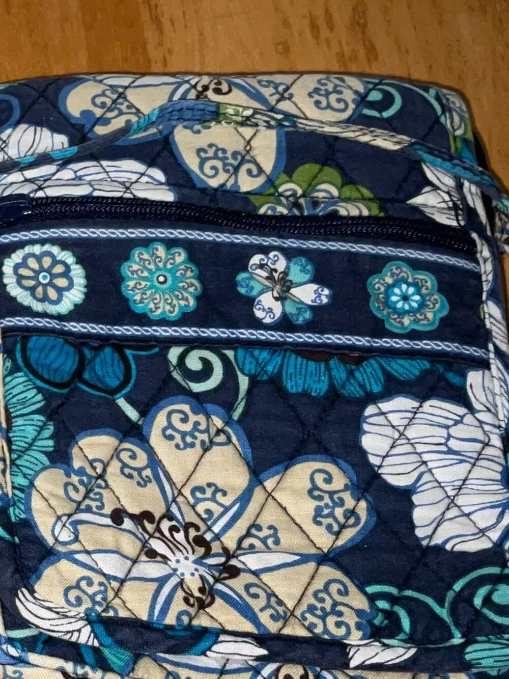 Vera Bradley Mini Hipster Crossbody Bag Mod Floral Blue Retired Quilted Cotton